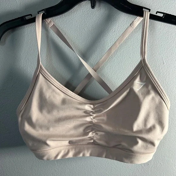 Gymshark Ruched Training Sports Bra Bundle Purple Pink 2 Pack Adjustable Straps - Picture 2 of 7